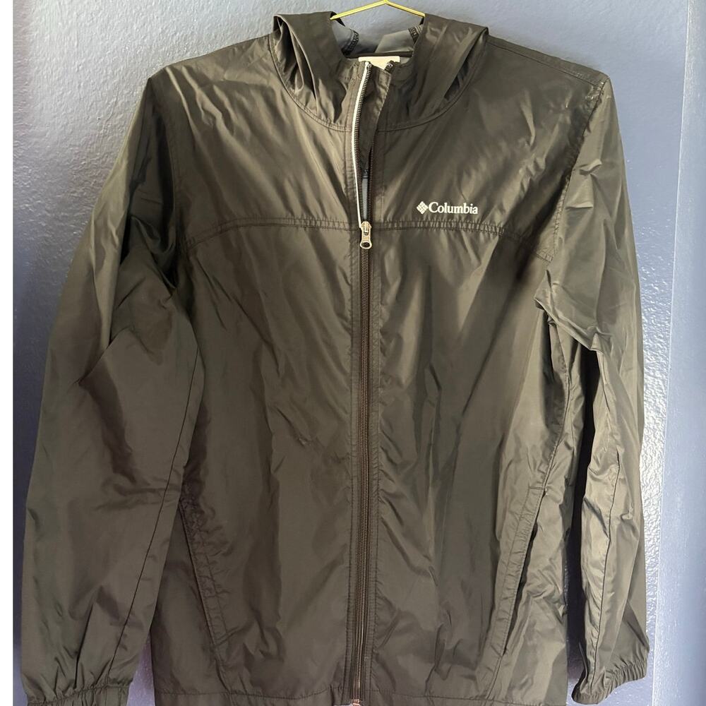 Columbia Kids Windbreaker Jacket Black XL 18-20 Full Zip Hooded
